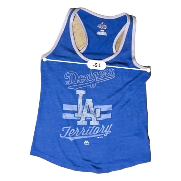 Dodgers LA Territory Racer Back Shirt Lightweight EUC Magestic Fan Fashion - Picture 4 of 8